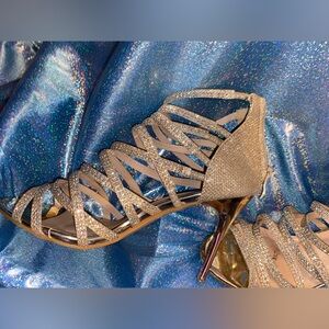 Elegant Gold Strappy Heels